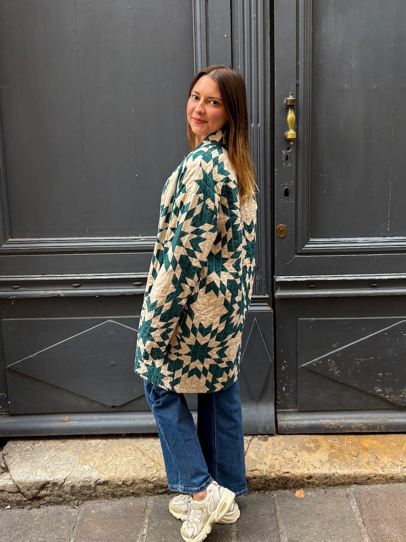 Veste longue Patchwork bleu et blanc Banditas from Marseille - Chilled