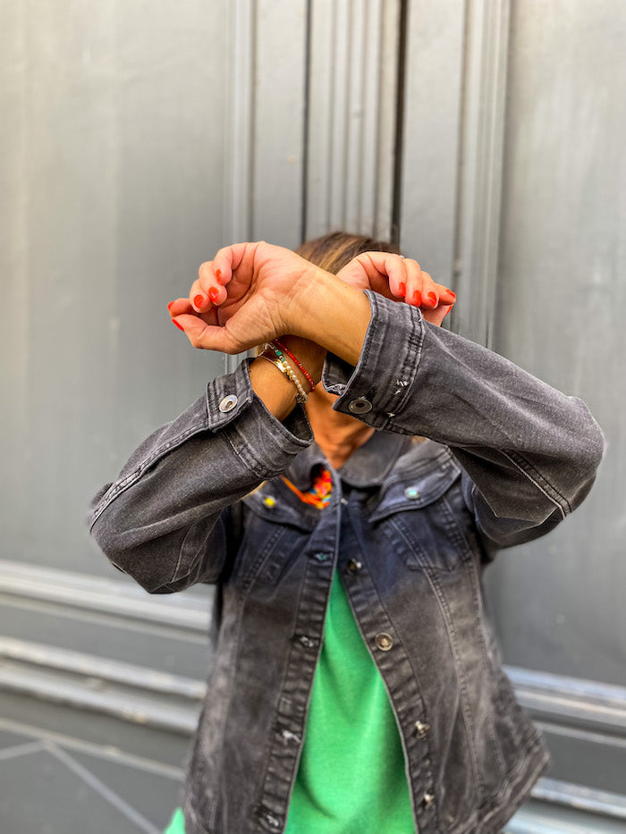 Veste en jean noir aigle Eagle