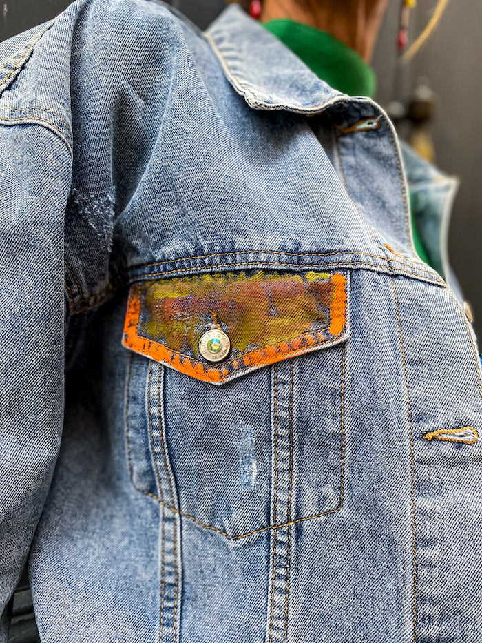 Veste en jean oversize Frida Kahlo Gotas de Amor