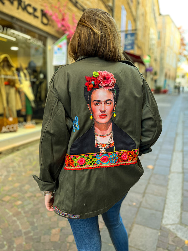 Veste militaire visage Frida Khalo