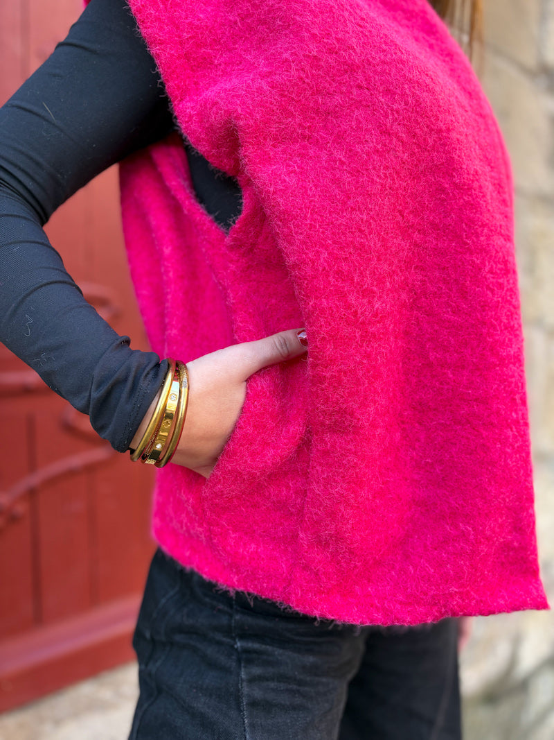 Gilet sans manches rose duveteux