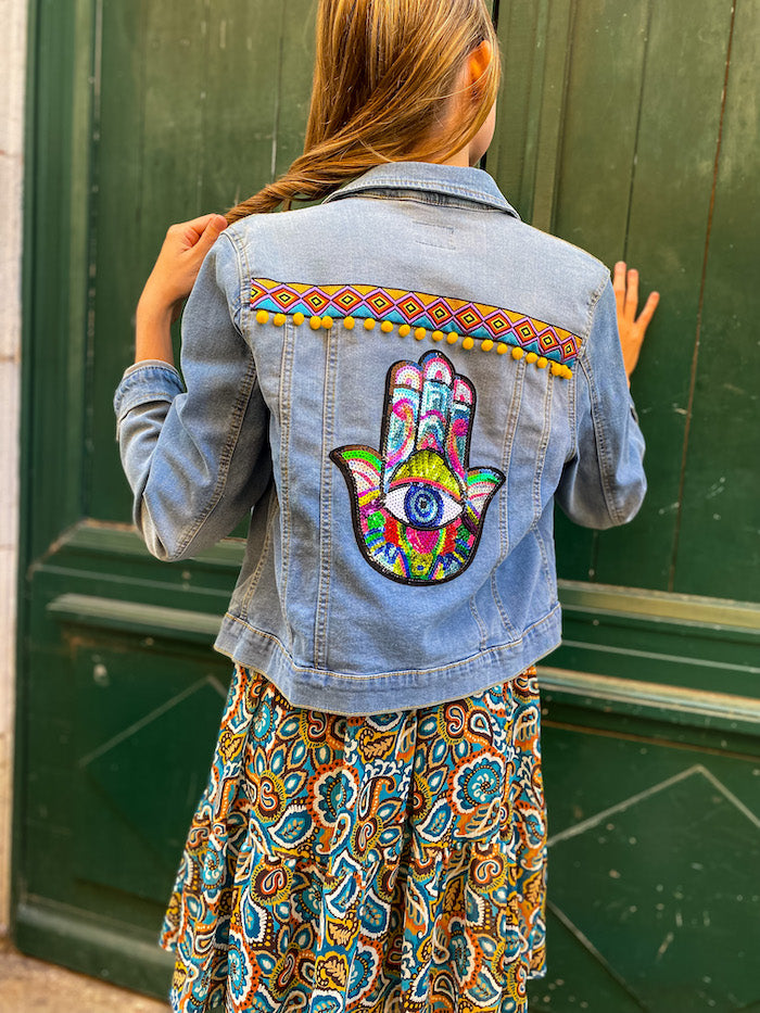 Veste jean délavé main de Fatma