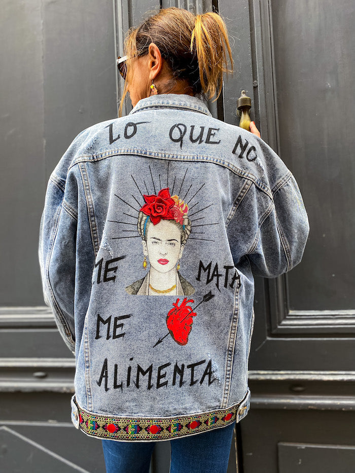 Veste en jean oversize Frida Kahlo Gotas de Amor