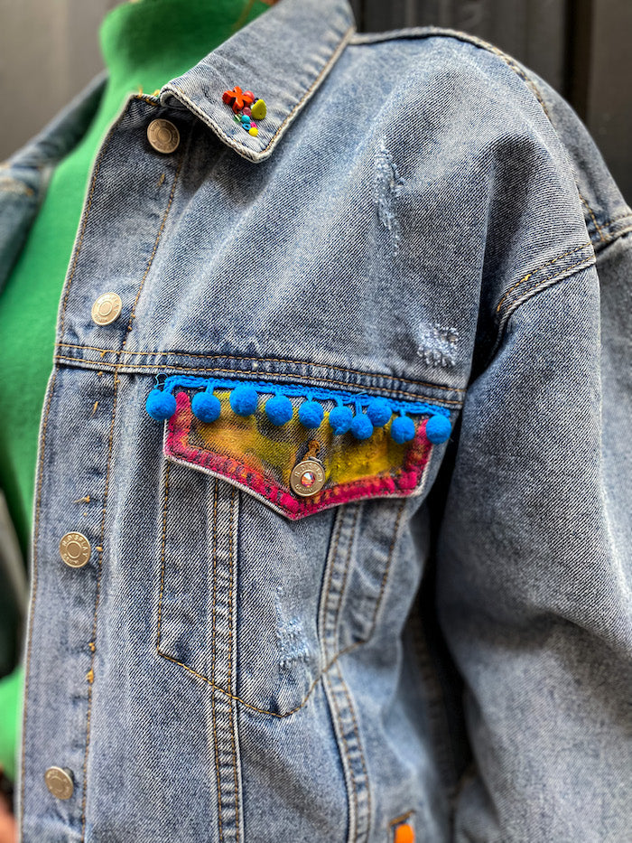 Veste en jean oversize Frida Kahlo Gotas de Amor