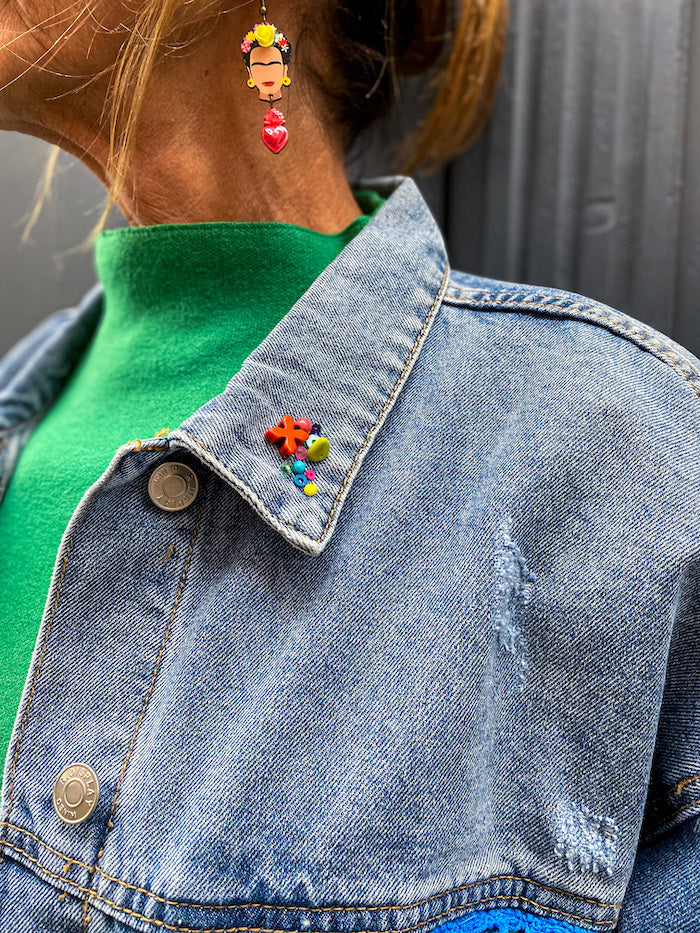 Veste en jean oversize Frida Kahlo Gotas de Amor