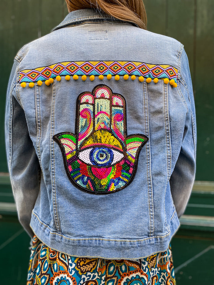 Veste jean délavé main de Fatma