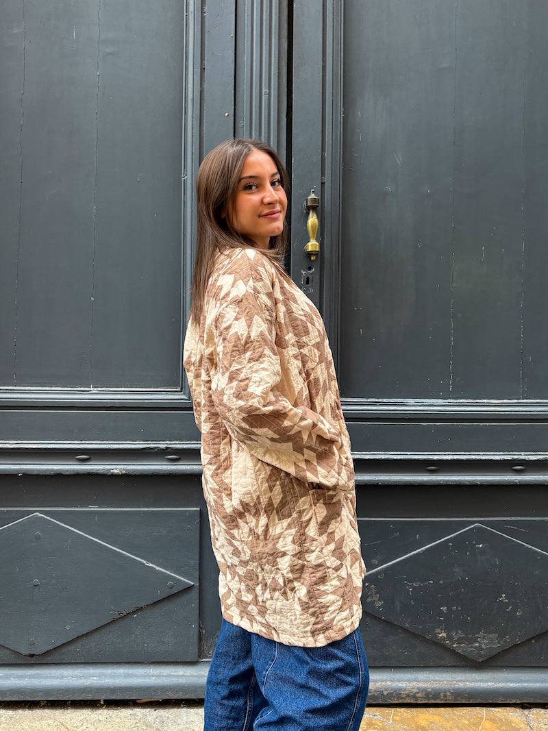 Veste longue Patchwork beige et blanc Banditas from Marseille - Chilled