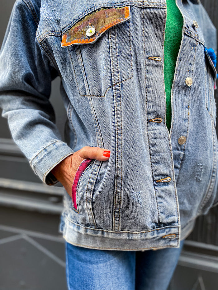 Veste en jean oversize Frida Kahlo Gotas de Amor