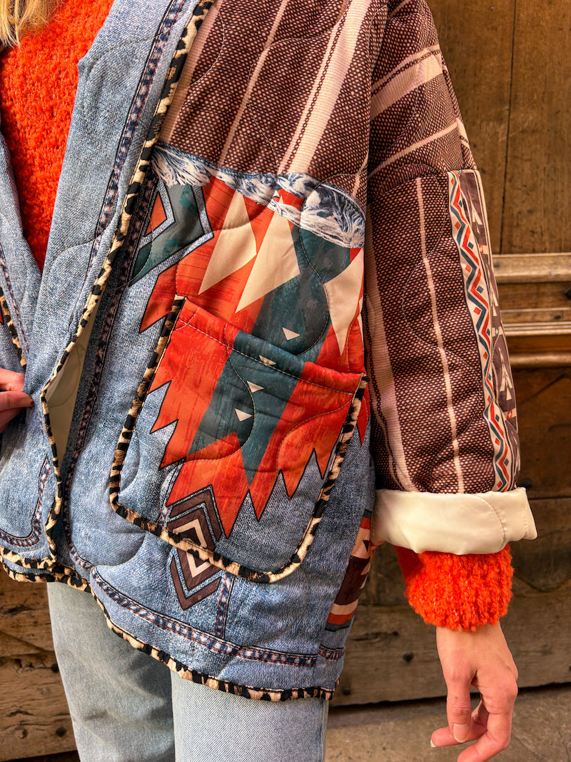 Veste matelassée oversize imprimé ethnique