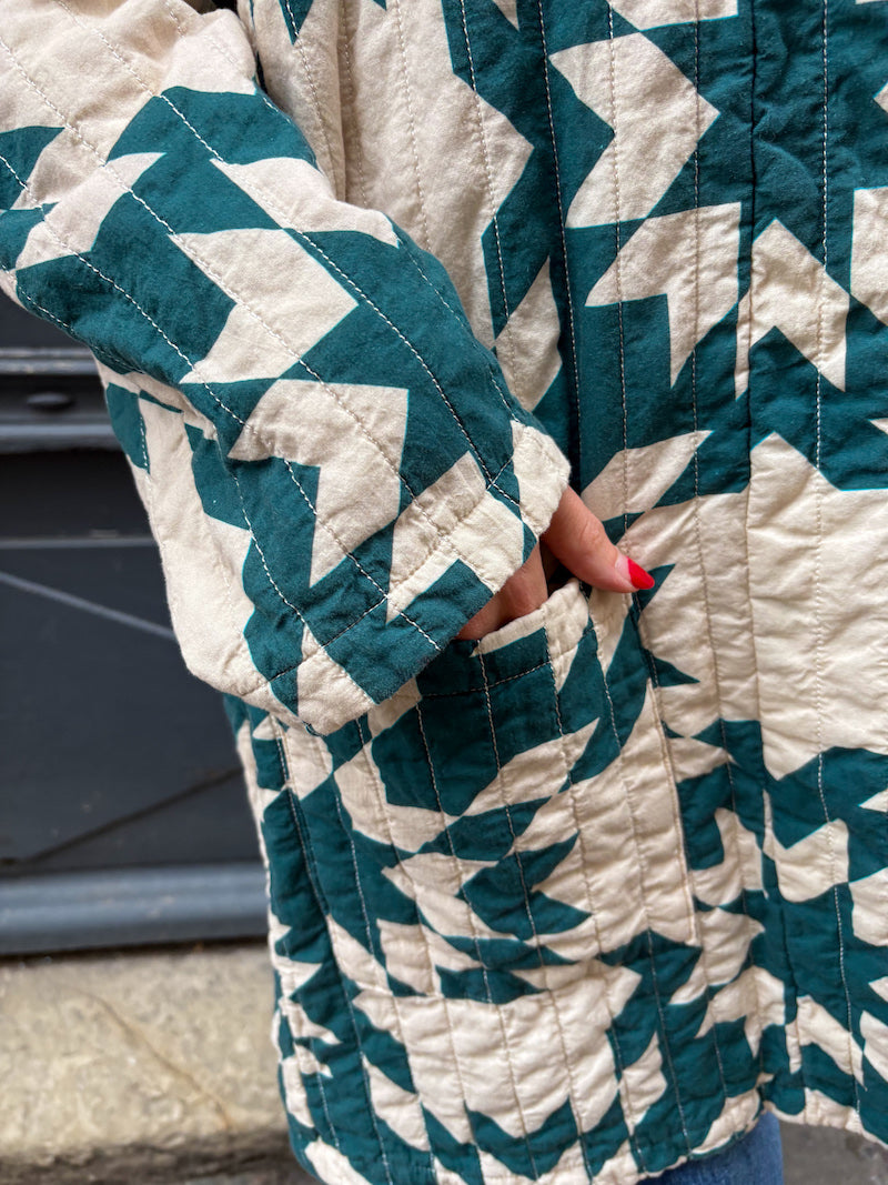 Veste longue Patchwork bleu et blanc Banditas from Marseille - Chilled