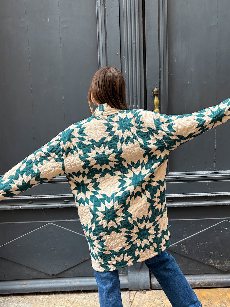 Veste longue Patchwork bleu et blanc Banditas from Marseille - Chilled