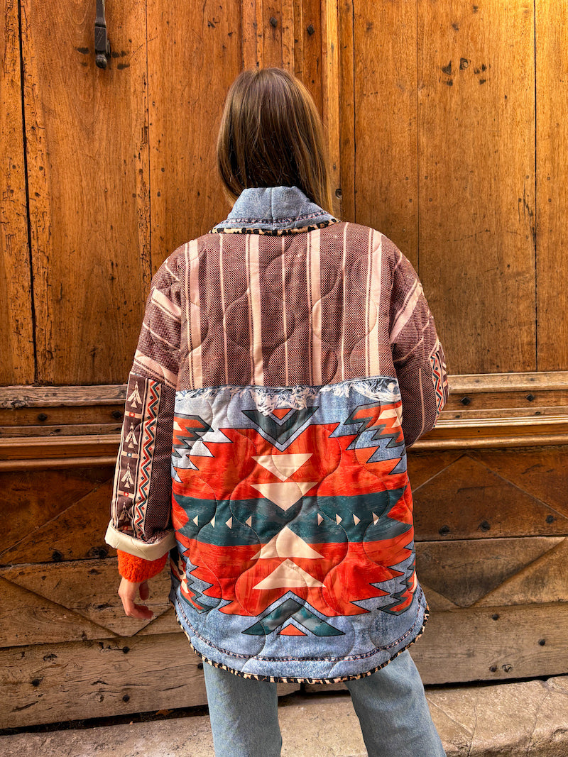 Veste matelassée oversize imprimé ethnique
