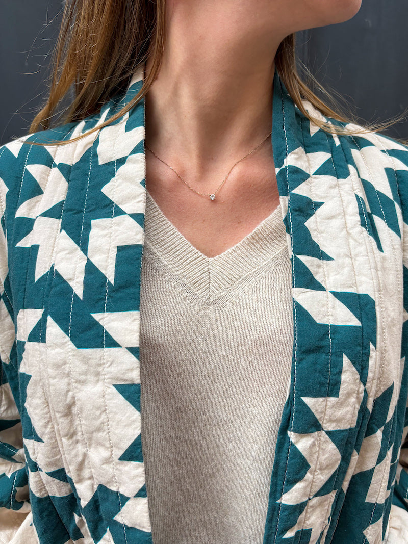 Veste longue Patchwork bleu et blanc Banditas from Marseille - Chilled