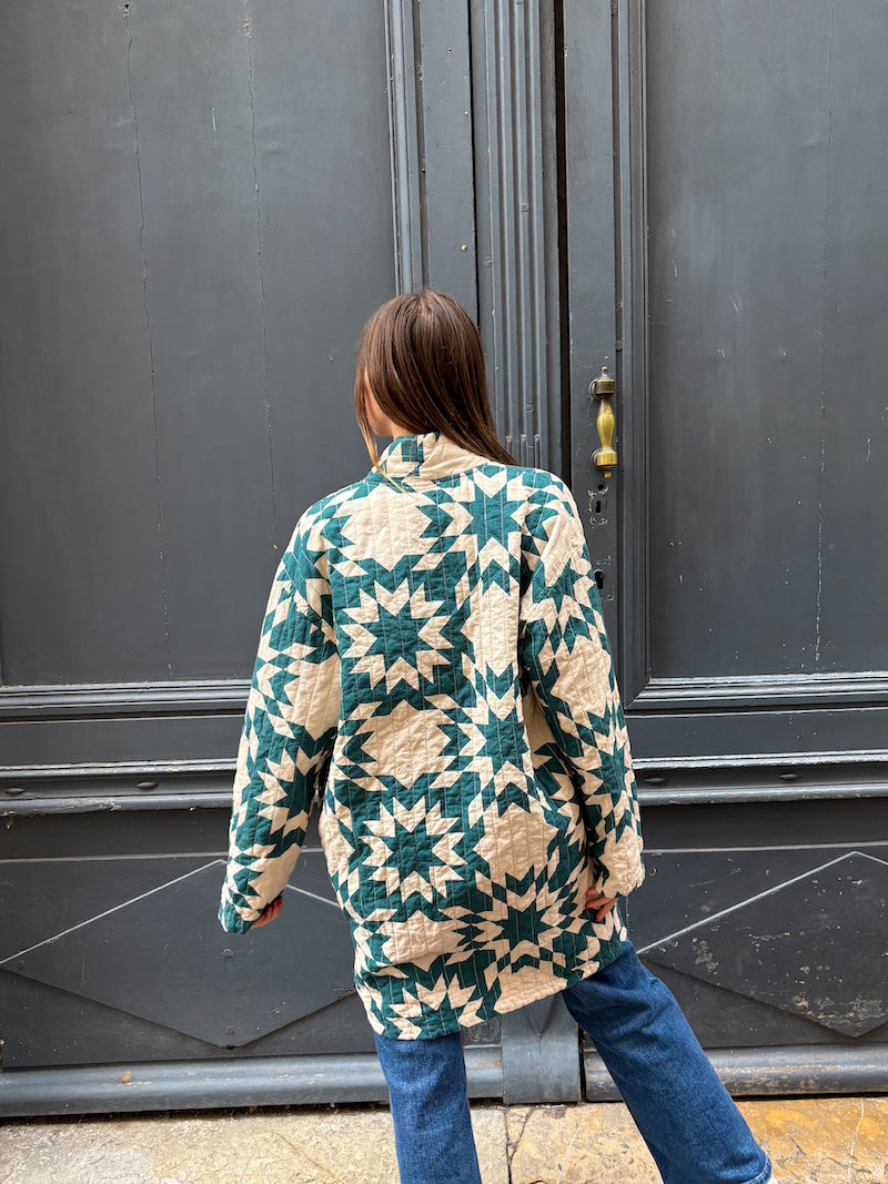 Veste longue Patchwork bleu et blanc Banditas from Marseille - Chilled