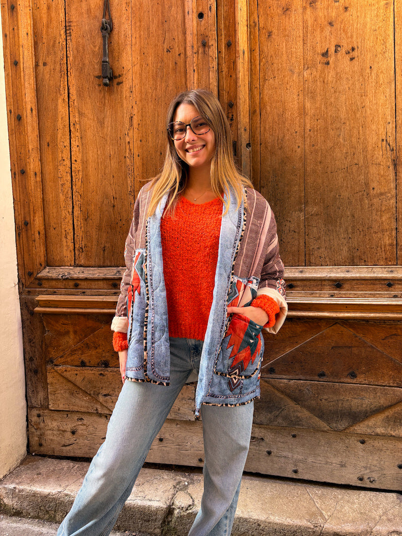 Veste matelassée oversize imprimé ethnique