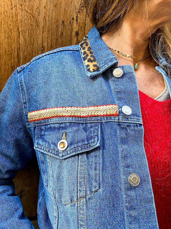 Veste en jean brodée a l'effigie de Marilyn Monroe Poupoupidou