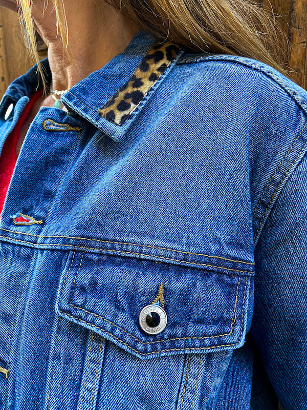 Veste en jean brodée a l'effigie de Marilyn Monroe Poupoupidou