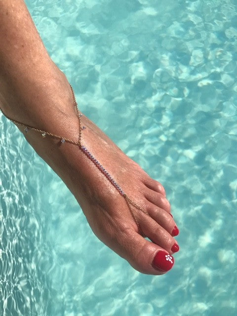 Bijou de pied en plaqué or et Swarovski Nayade - Boucles