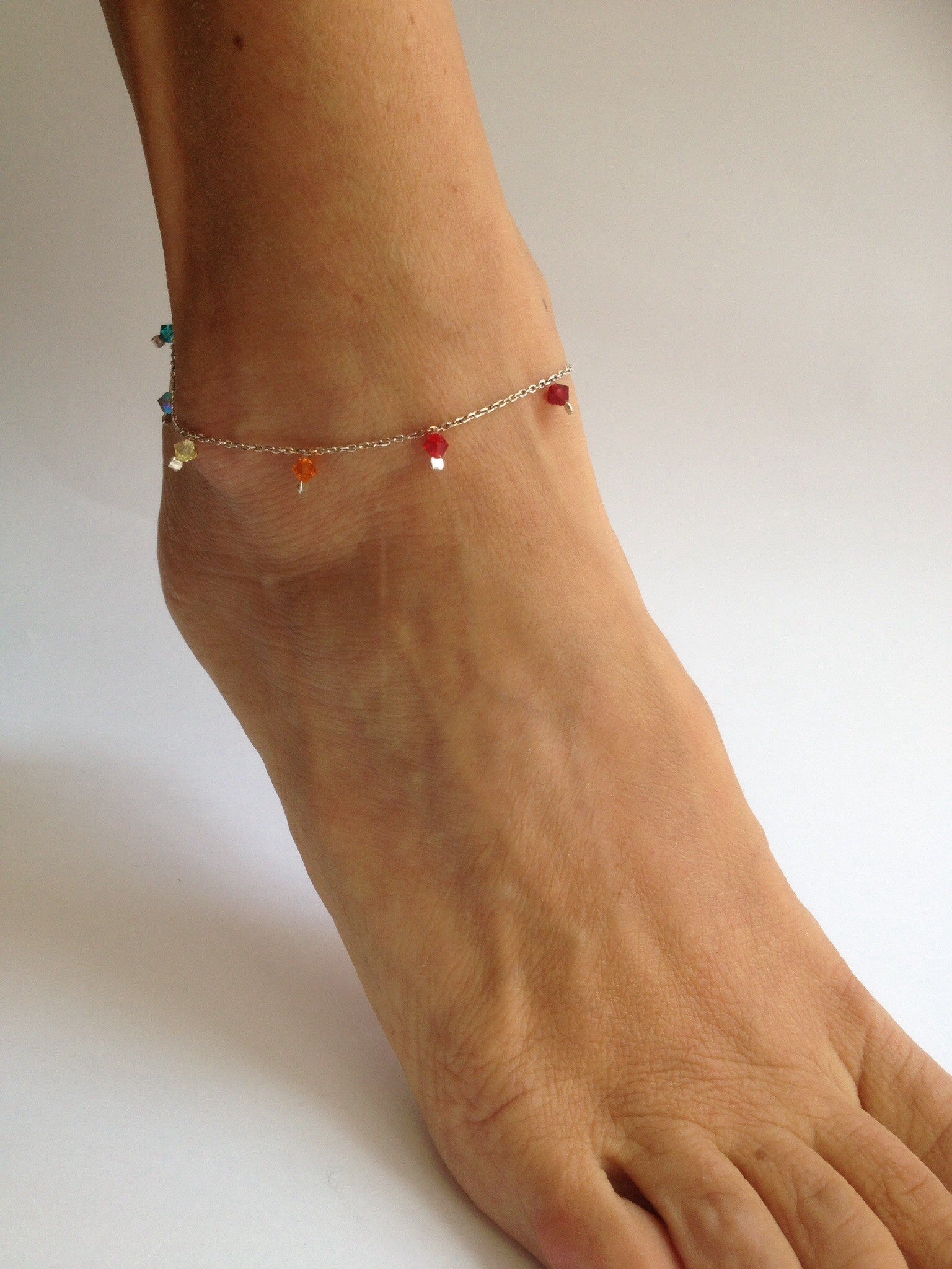 Chevillère en argent et Swarovski style oriental - Chaîne de