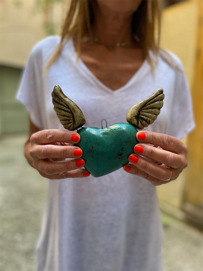 Coeur mexicain vert en céramique - Décoration