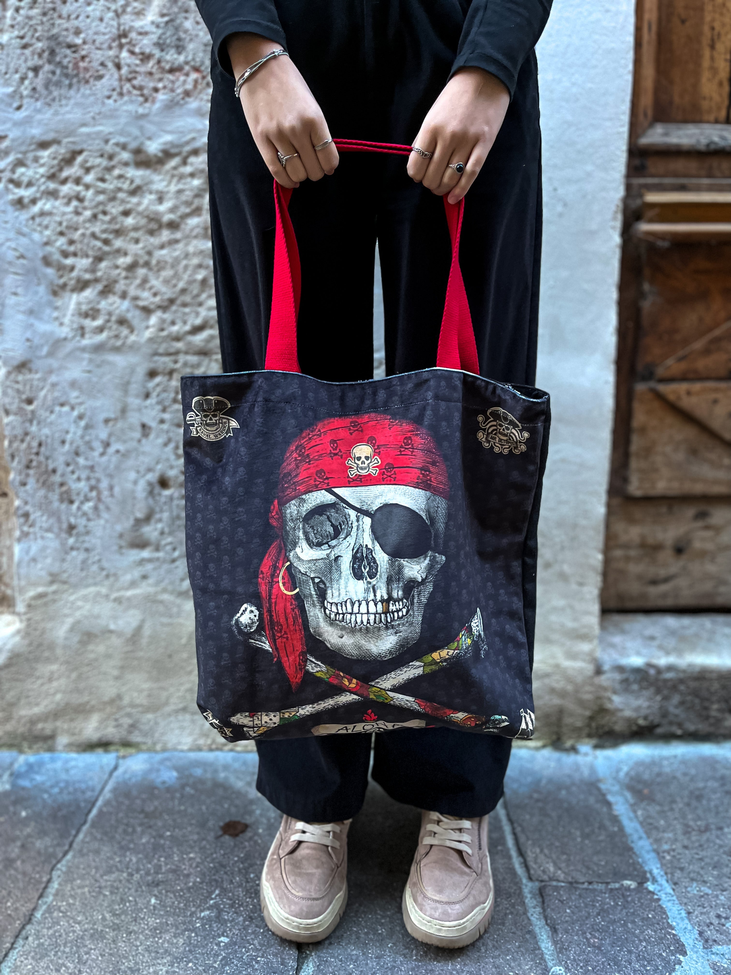 Tote bag tête de mort Pirate réversible - Tote bag