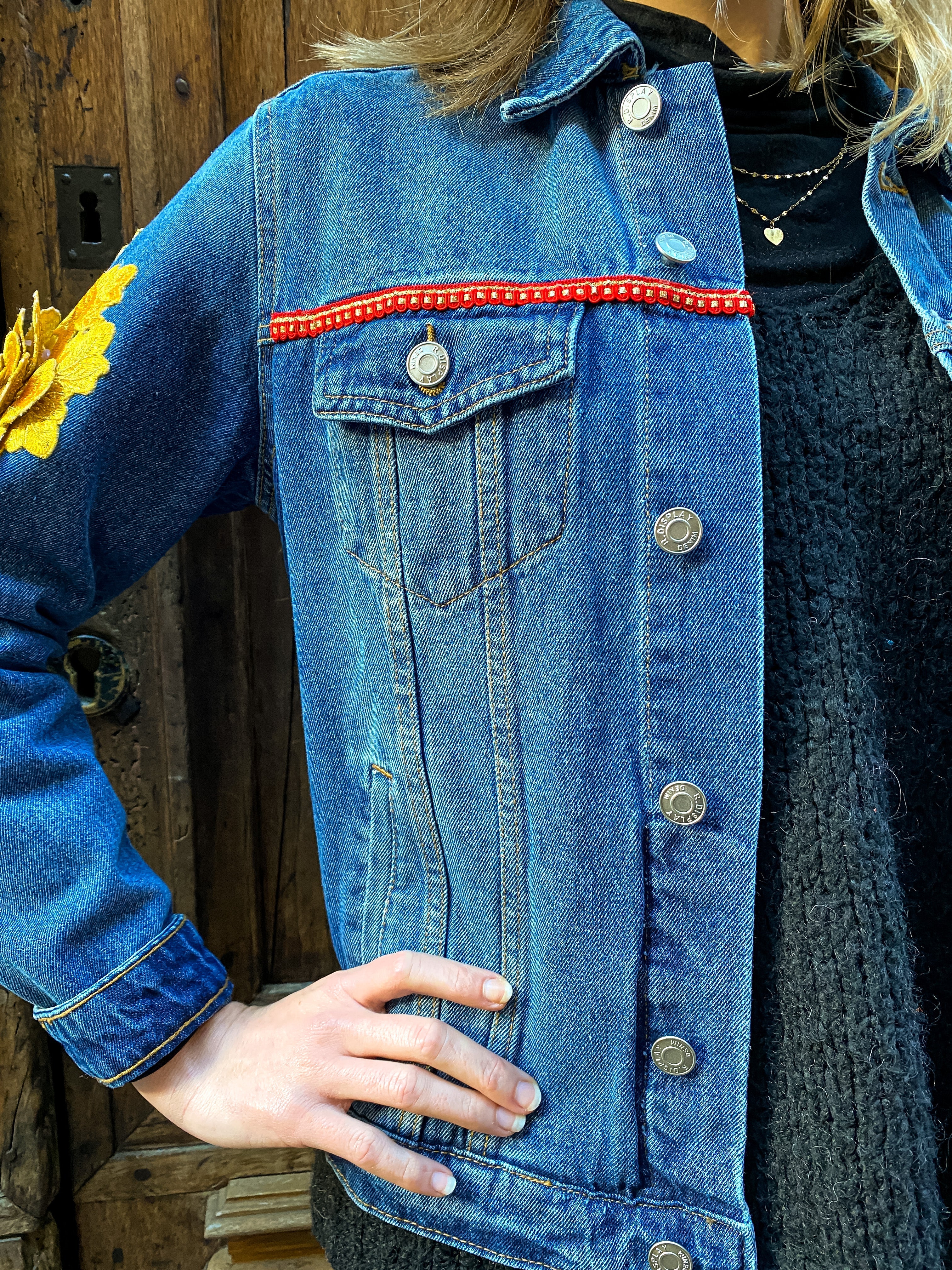 Veste en jean customisée d’un aigle - Veste en jean