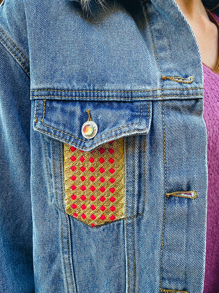Veste en jean oversize Frida Kahlo Mariposa - Veste en jean