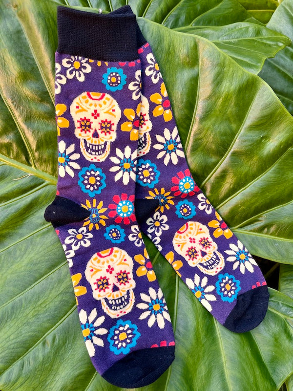 Chaussettes tête de mort Calavera mexicaine