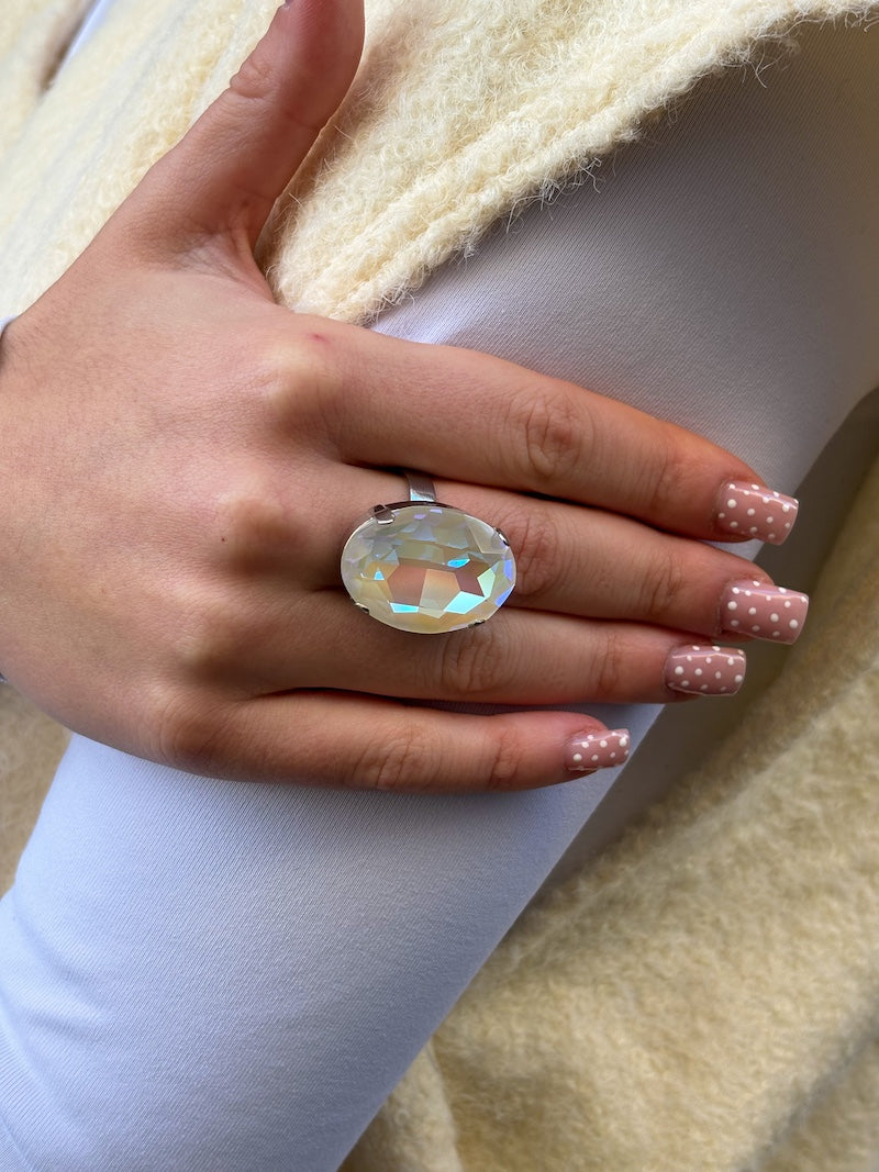 Bague diamant blanc en cristal de Swarovski