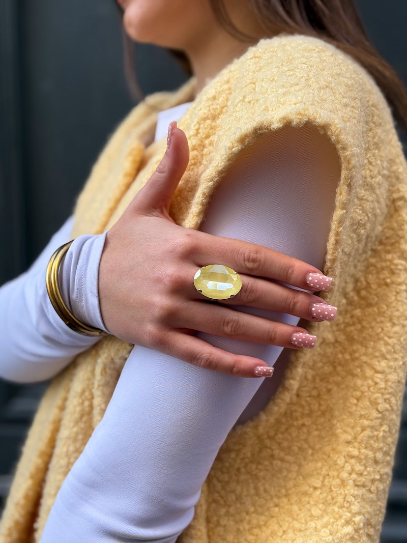 Bague jaune en cristal de Swarovski