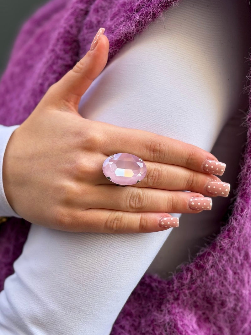 Bague rose en Swarovski