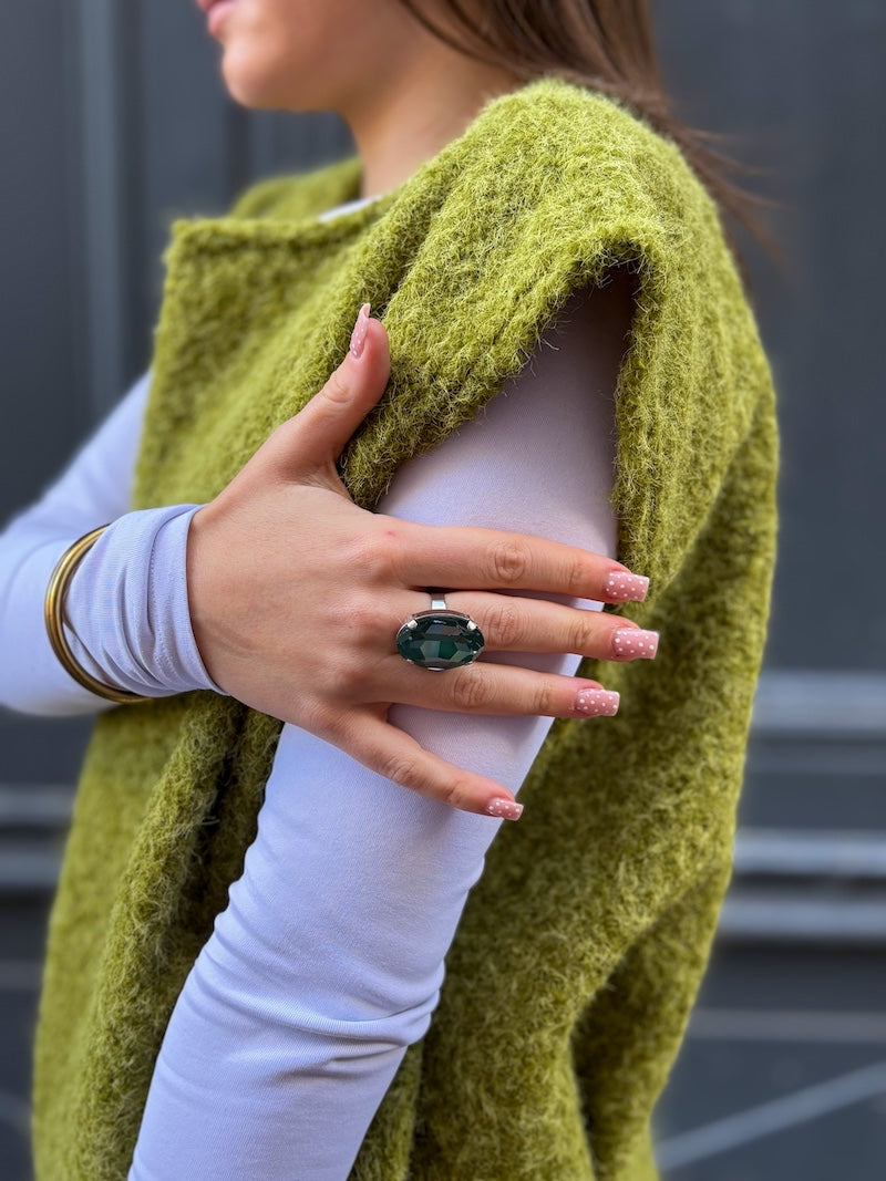 Bague verte en cristal de Swarovski