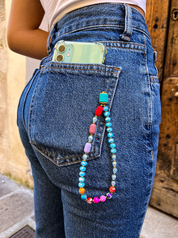Bijoux de téléphone en perles multicolores