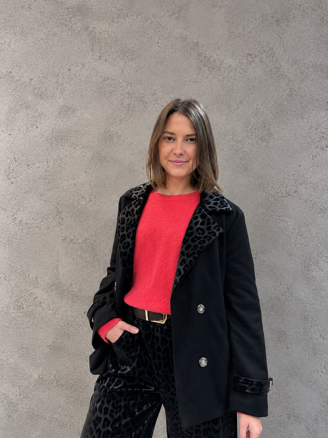 Veste blazer col léopard tendance pour femme