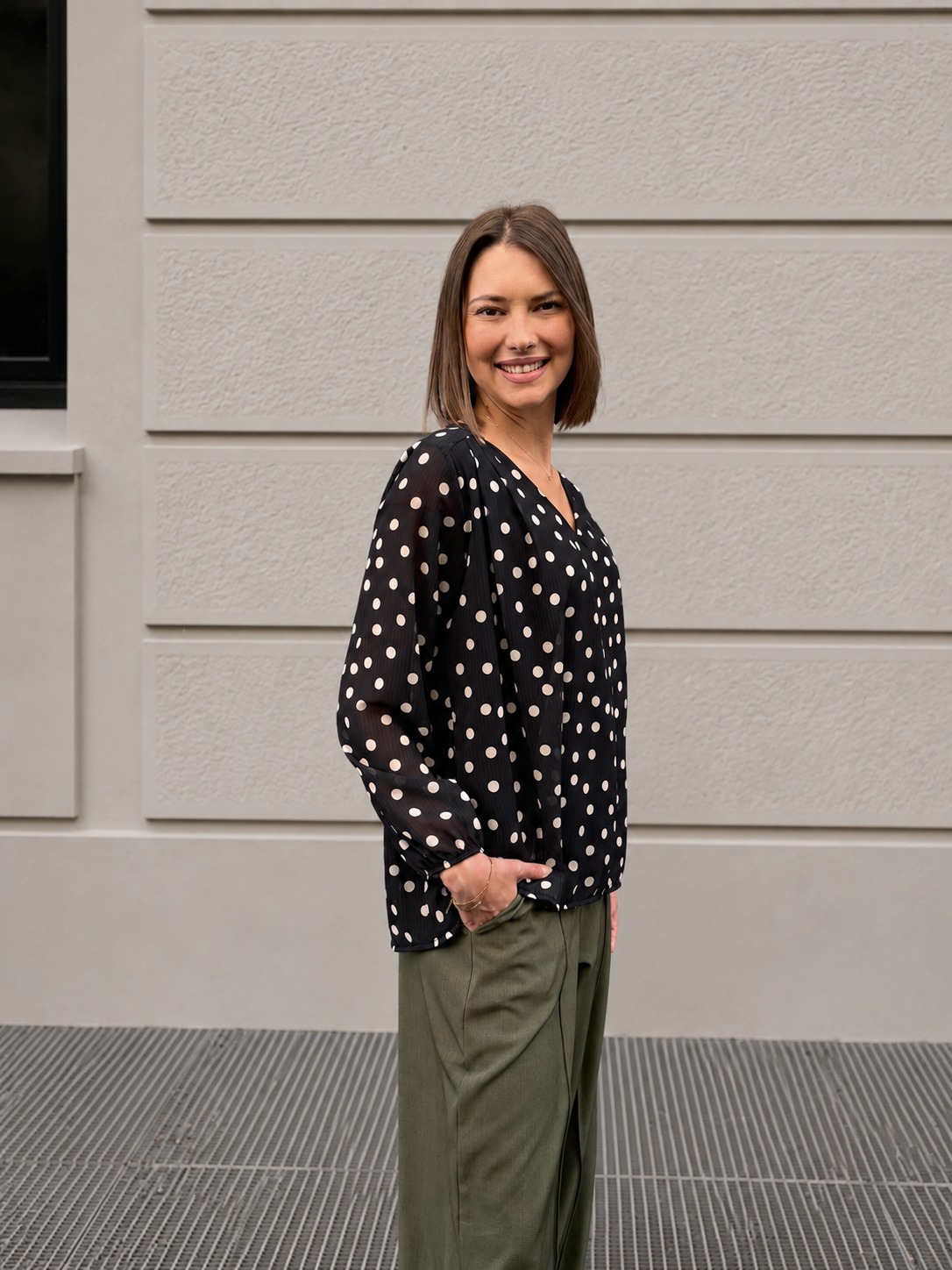 blouse à pois tendance mi-saison pour femme