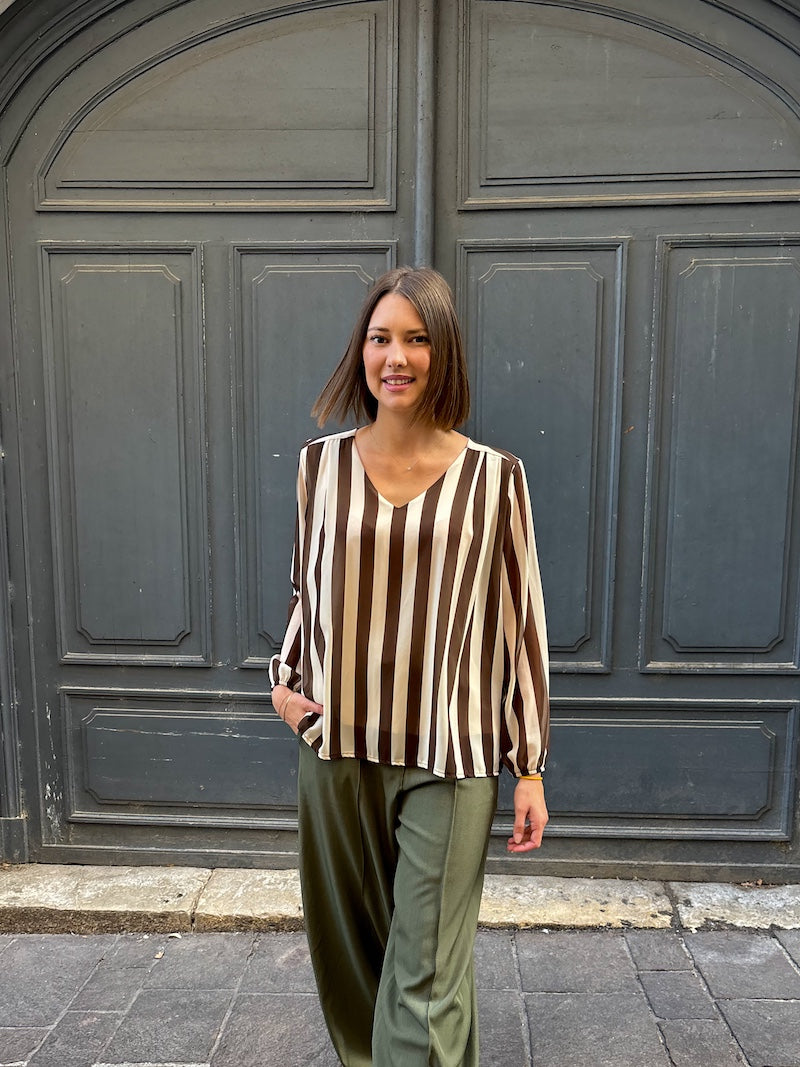 blouse à rayures tendance pour femme