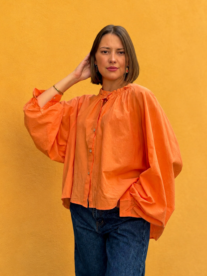 blouse orange oversize pour femme tendance
