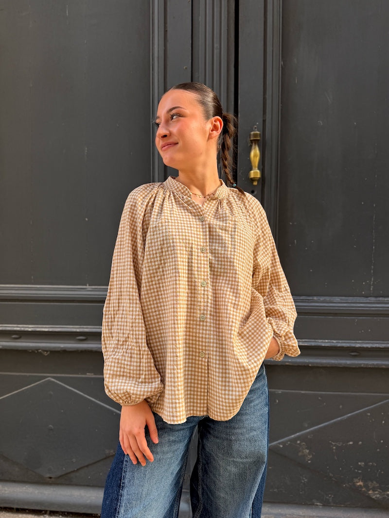 Blouse tendance à carreaux vichy