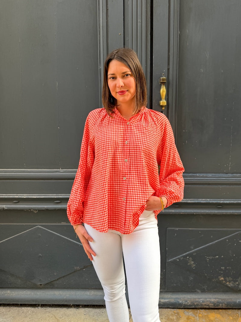 Blouse tendance à carreaux vichy