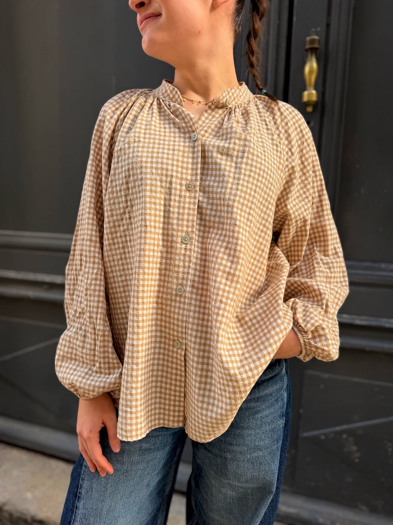 Blouse tendance à carreaux vichy