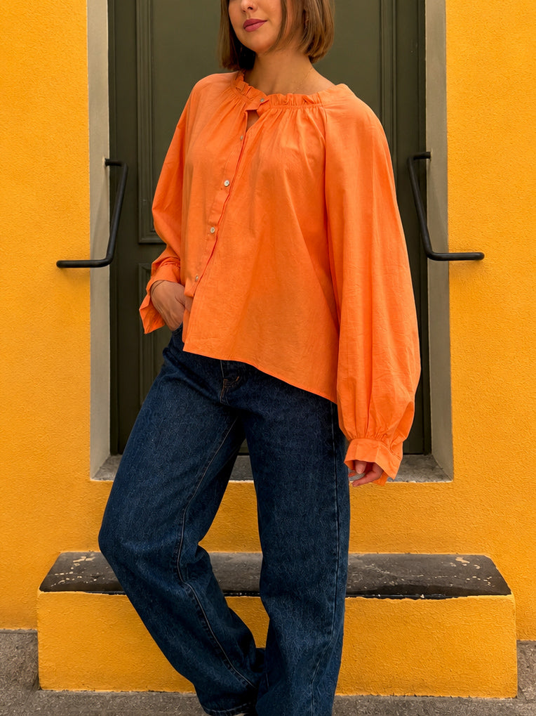 chemise oversize pour femme tendance orange