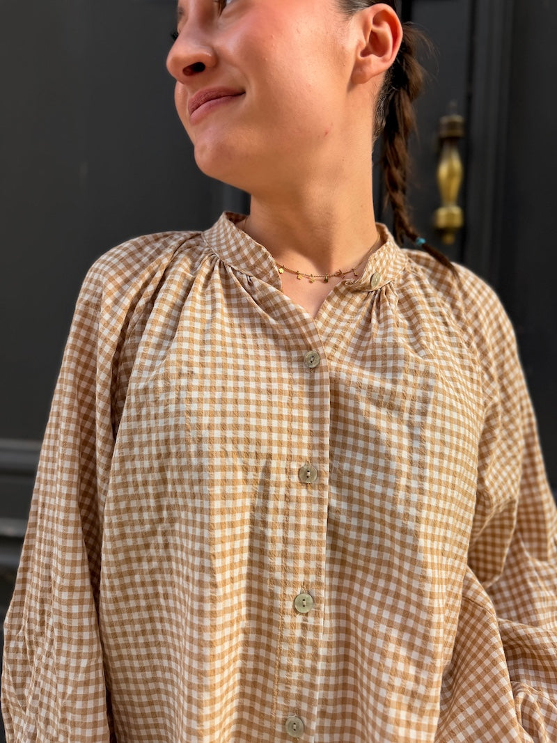 Blouse tendance à carreaux vichy