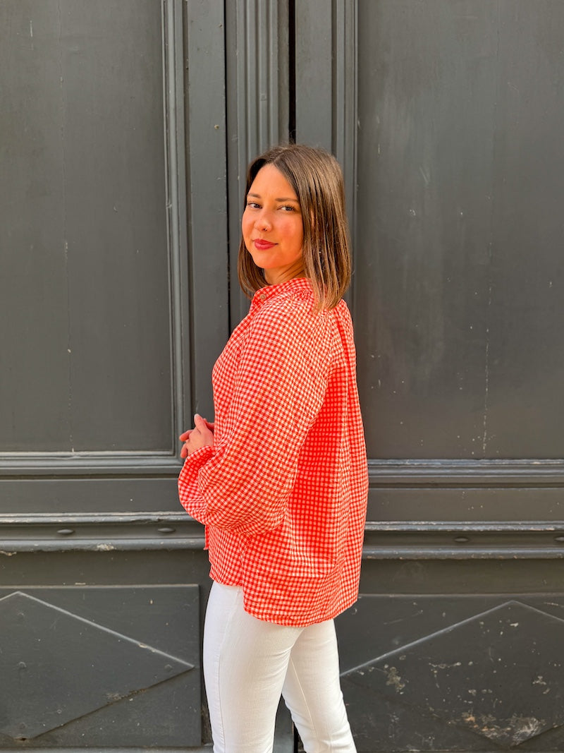 Blouse tendance à carreaux vichy