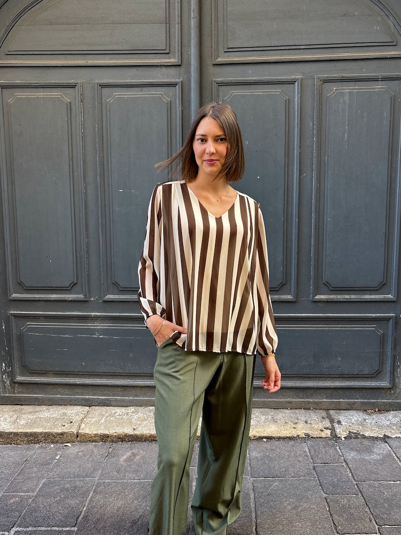 blouse rayée tendance pour femme mi saison