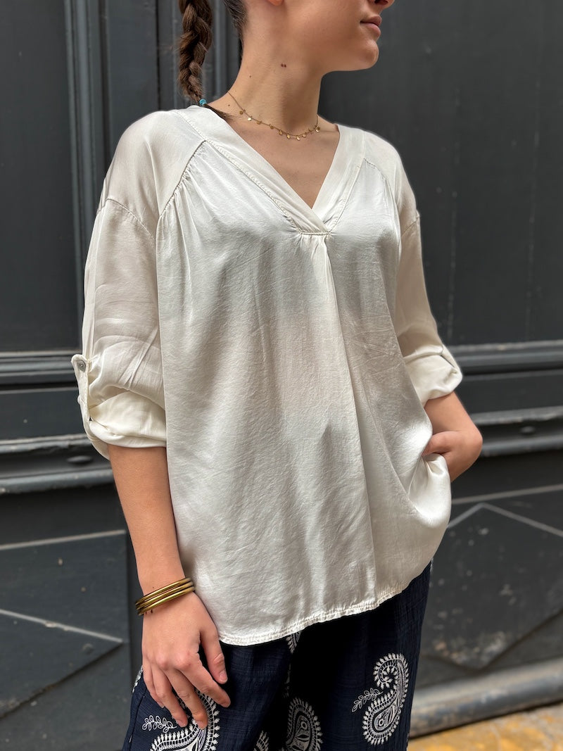 Blouse bohème satin pour femme