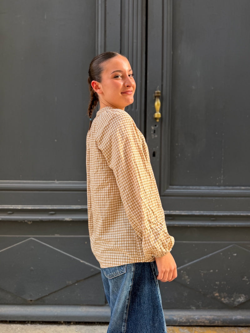 Blouse tendance à carreaux vichy