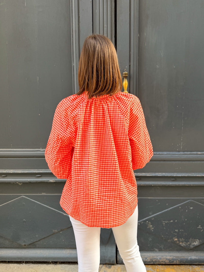 Blouse tendance à carreaux vichy