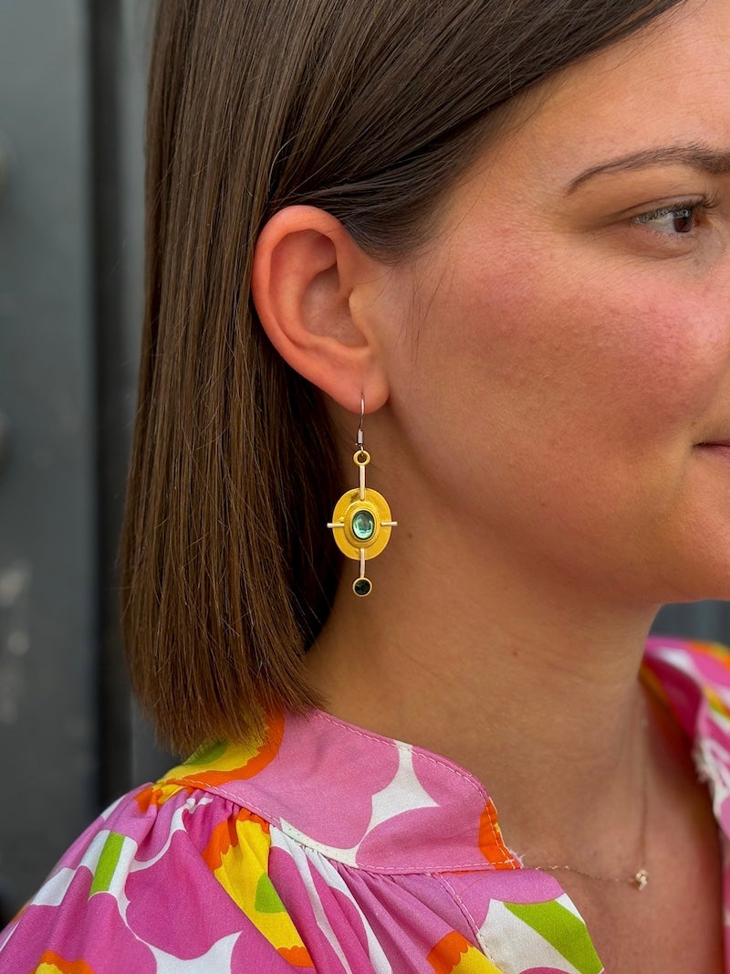 Boucles d'oreilles bohèmes - bleu / vert