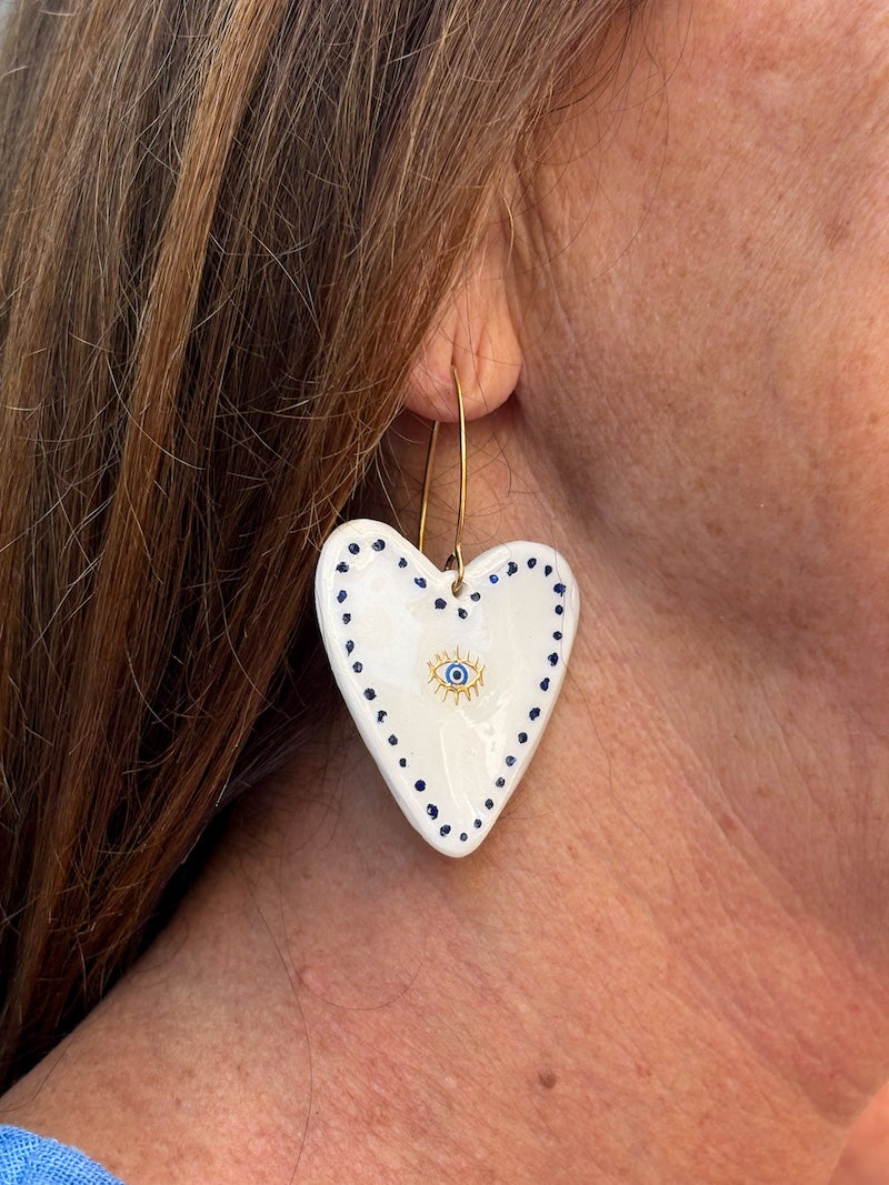 Boucles d'oreilles coeur sacré ex-voto fait main