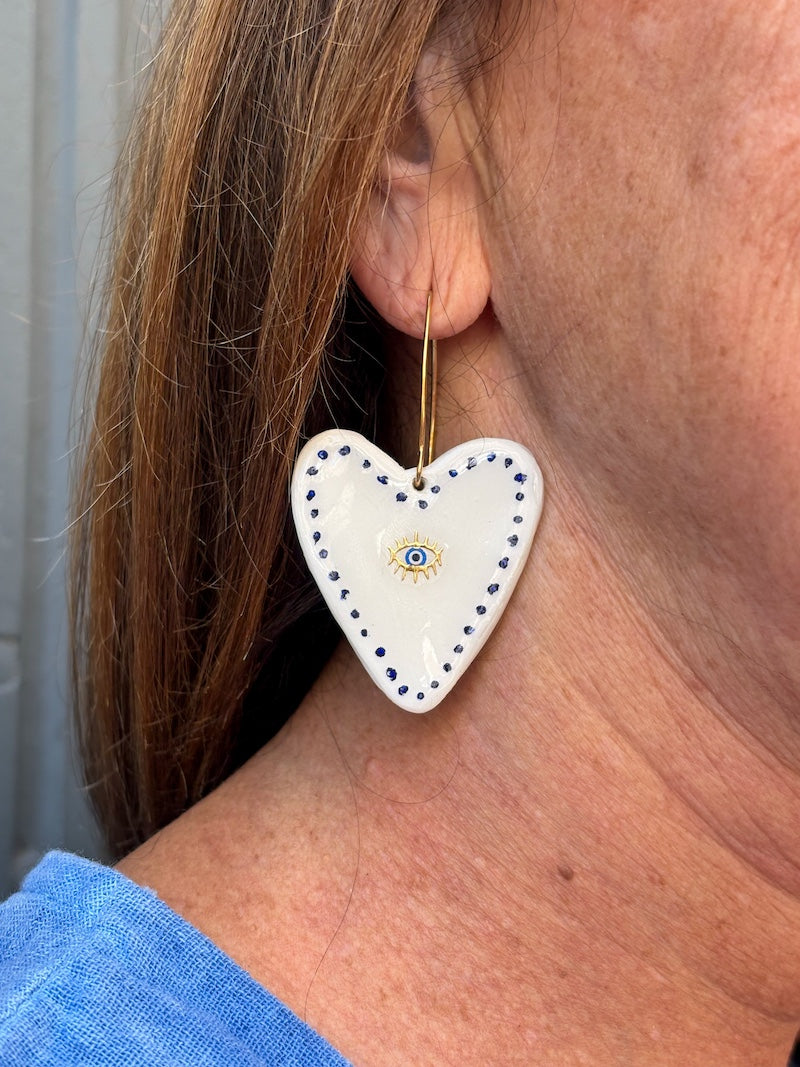 Boucles d'oreilles coeur sacré ex-voto fait main
